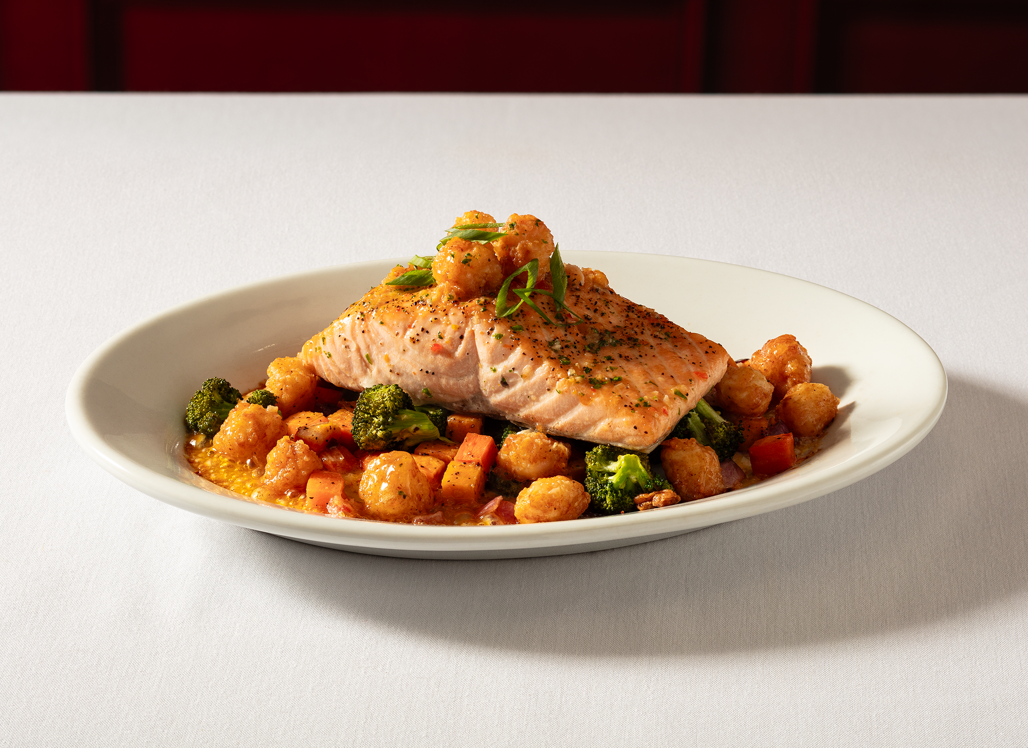 Salmon with Bay Scallops