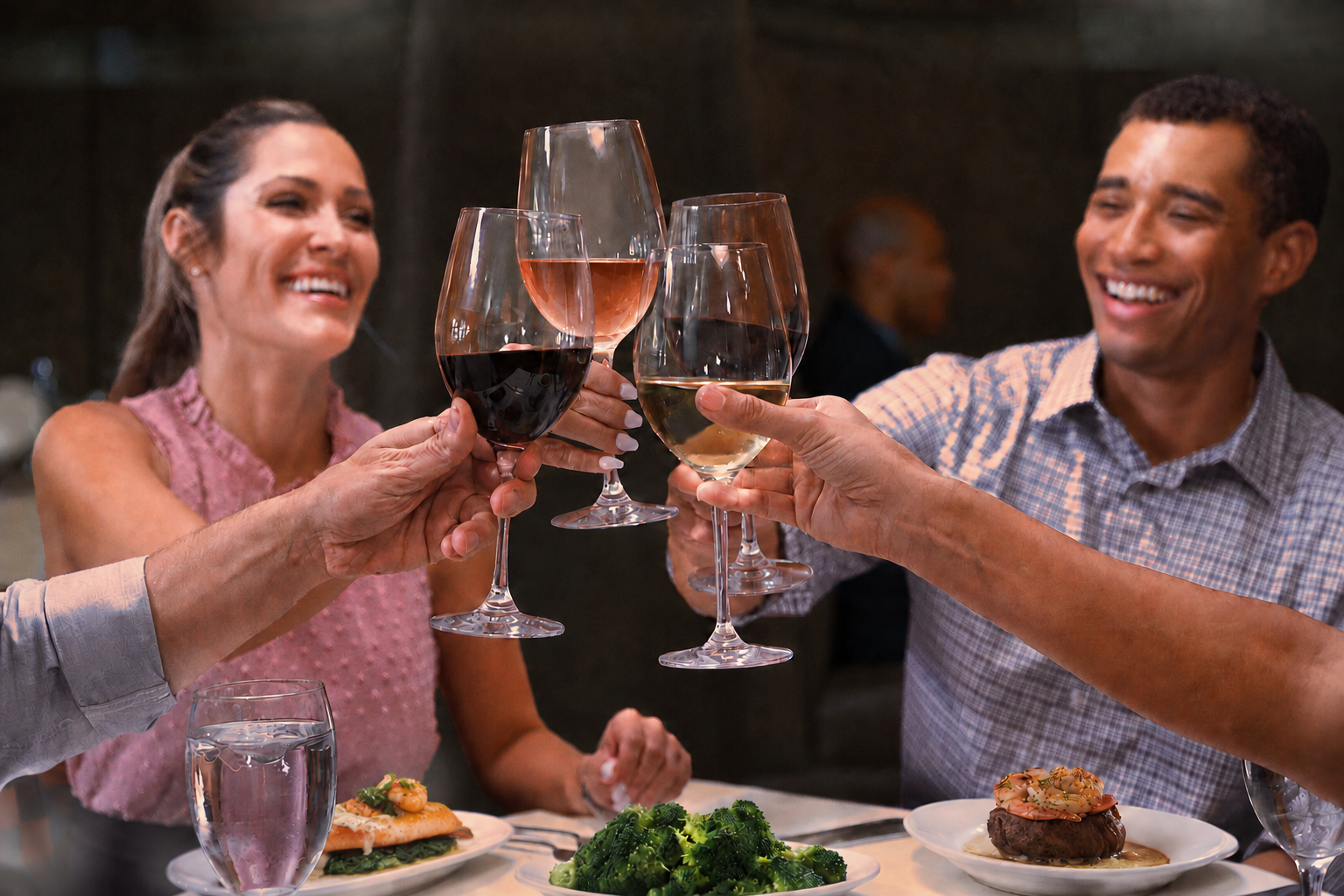 Friends dining at Ruth's Chris during Restaurant Week